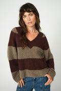 Taci Stripe Ls V-Ausschnitt Strick | Fudge