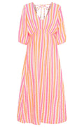 Andrea Kleid | Streifen Fuxia Orange