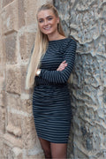 Alma Ls Turn Kleid | Dunkelgrau Schwarz Streifen