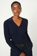 Relena Ripp-Polo-Strick | Maritimes Blau