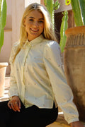 Flora Ls Bluse | Elfenbeinfarbene Rosenblume