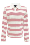 Poloshirt Ls | Rosa Weiß Streifen