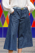 Box Culotte Hose | Marineblauer Denim