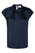 Drapierte Satinbluse Fleur | Marineblau