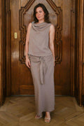 Kit Matter Satinrock | Dunkles Taupe | Nederdel von Neo Noir