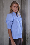 Diana Stripy Stone Bluse | Hellblau