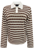 Poloshirt mit Schleife | Braun Creme Schleifenstreifen