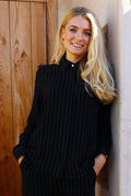 Neo Ls Shirt | Schwarzer Nadelstreifen