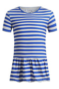 Alma Rüschen-T-Shirt (Kinder) | Streifen-Elfenbein-Cobolt