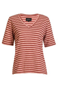 Ulla Ss Vneck Stripe Tshirt | Rose Dark Rose Stripe