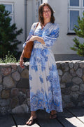 Stellar Kleid mit Paisley-Bordüre | Aschblau