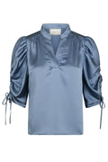 Alvira Drapierte Satinbluse | Staubblau