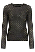 Mesh Ls Sparkle T-Shirt | Schwarz Gold Herz