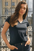 Arden Organic V-Ss Tee | Schwarz 