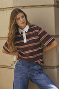 Augusta Stripe Polo Tee 33175 | Weinrot
