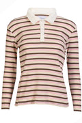 Natalia Ls Polo Bluse | Braun Rose Creme Streifen