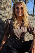 Tiki Ss Twist Bluse | Braun