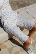 Alma Lange Shorts | Elfenbeinfarbene Cobolt-Schale