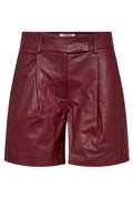 Phoebe Leder-Bundfaltenshorts 31458 | Burgunderrot