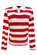 Poloshirt Ls | Rot Weiß Streifen
