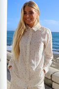 Sara Ls Shirt | Creme Pink Flower