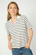 Milena Ss Stripe Polo Tee | Maritimes Blau