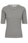 Saracc Stripe Rib Tee | Weiß Schwarz