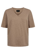 Ulla Ss Vneck Tshirt | Staubiges Hellbraun