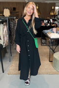 Weiches Musselin-Hemdkleid | Schwarz