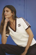 Edge Stripe V-Tee | Offwhite Weinrot