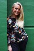Alma Ls Top | Schwarzes mehrfarbiges Paisley