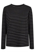 Ulla Ls Stripe T-Shirt | Dunkelgrau Schwarz Gestreift