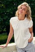 Drapierte Satinbluse Fleur | Off White