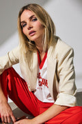 Siara Oversize Sporty V-Tee 33140 | Offwhitered