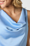 Muna Schweres Satin-Top | Staubblau