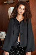 Daliska Matt Satin Bluse | Schwarz