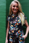 Alma Top | Schwarzes mehrfarbiges Paisley