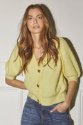 Theresa SS Cardigan 32231 | Pastellgelb