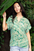 Luna Andrea S/S Top | Blumengrün