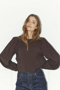 Shina Pintuck Bluse 35921 | Dunkelbraun