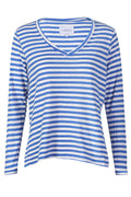 Ulla Ls Vneck Stripe T-Shirt | Cobolt Weiß gestreift