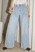Cindy Eyelet Wide Jeans 31529 | Verblasster Denim