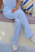 Natalia Straight Pants | Hellblau-weiß gestreift