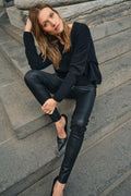 Lucille Stretch-Lederleggings | Schwarz