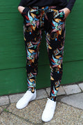 Alma Hose | Schwarz-Mehrfarbiges Paisley