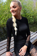 Isa Ls Bluse mit Spitzenärmeln | Schwarze Blume