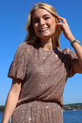 Paige Ss Bluse | Braune Pailletten