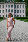 Tiranna Big Flower Mesh Kleid | Hellrosa