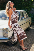Kamran Kleid mit Kuh-Print | Braun