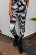 Alma Hose | Schwarz Creme Streifen
